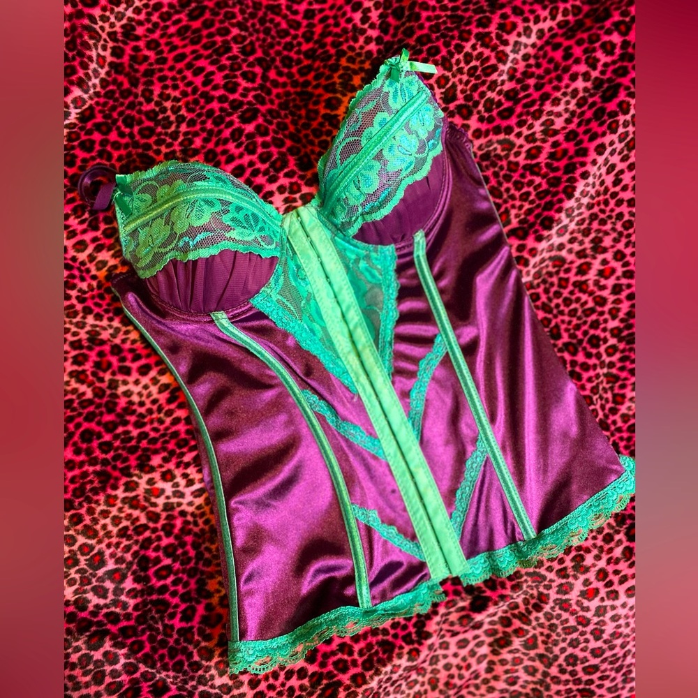 Vintage purple and teal corset lace top